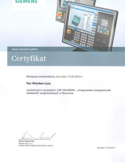 Seminarium SIEMENS 2016 Wiesław Łoza
