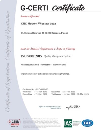 Certyfikat ISO 2022-2025